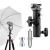 Universal Flash Shoe Mount Bracket w/Swivel 1/4" 3/8" Screw Umbrella Holder for Speedlite Softbox Studio Light Stand Accessories