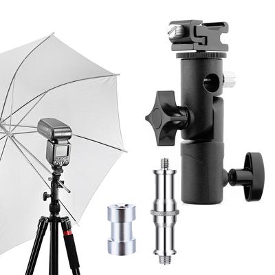 Universal Flash Shoe Mount Bracket w/Swivel 1/4" 3/8" Screw Umbrella Holder for Speedlite Softbox Studio Light Stand Accessories