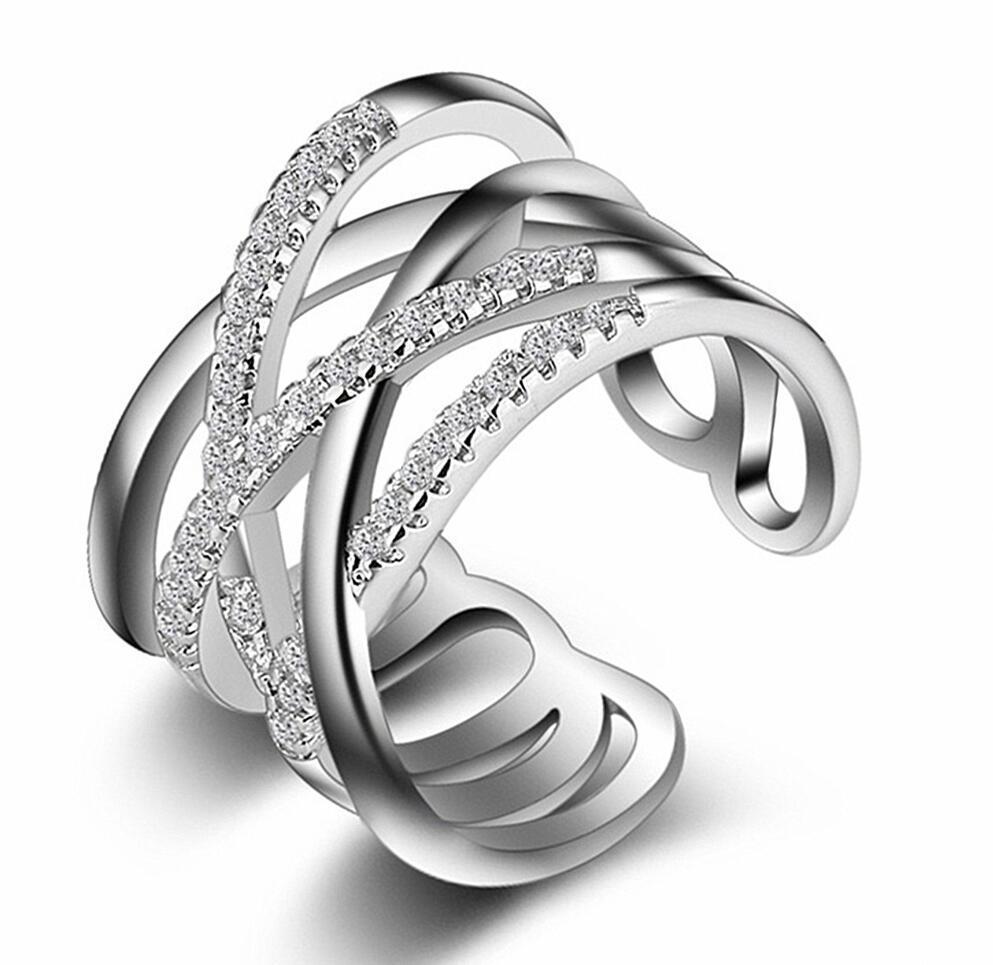 

Женское регулируемое кольцо из розового золота и серебра с бриллиантами в японском и корейском стиле Adjustable Open Size