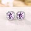 Ne'w Bright White/Yellow/Pink CZ Stud Earrings for Women Fashion Contracted Jewelry High Quality Wedding Engagement
