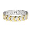 Mens Titanium Steel Wave-Shape Magnetic Bracelet With Negative Ion Therapy Gold Or Two-Tone Finish Geometric Stylish Design