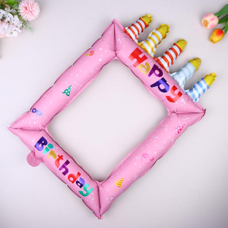 1/3/5Pcs Portable Birthday Photo Frame Foil Balloon for Birthday Party Favor Gift Home Gathering Photo Prop Decor