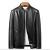 Thickened thermal leather jacket men's middle-aged and elderly men's rabbit fur collar winter velvet leather jacket dad winter top coat