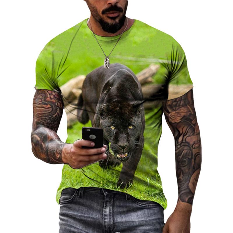 New 3D Animal Panther Graphic T Shirts Summer Fashion Men Casual Streetwear Trend Personality Print Round Neck Short Sleeve Tee