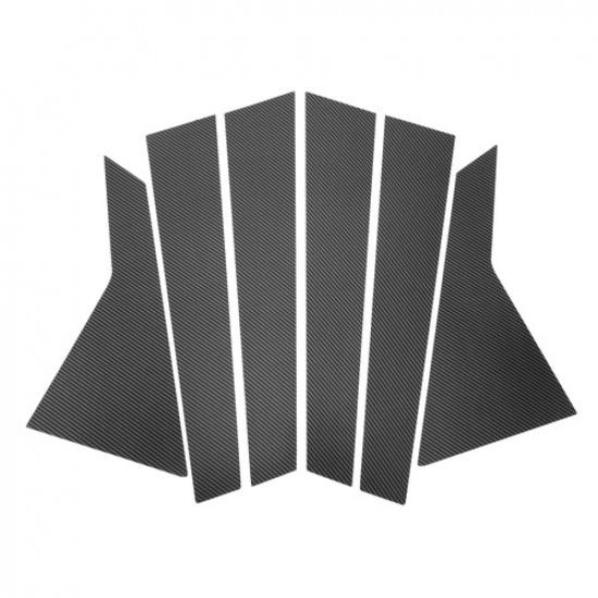6 Pcs Door Pillar Window Trim for HYUNDAI for Genesis Carbon Fiber Pattern Black