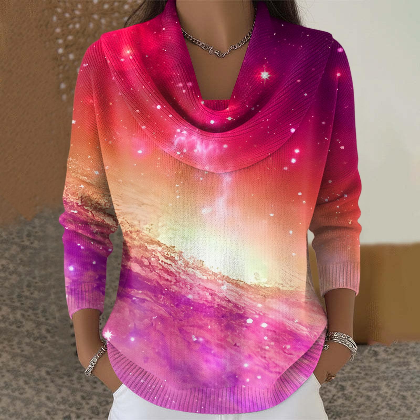 

Women s Casual And Fashionable Round Neck Long Sleeved Printed Top Sweater XL