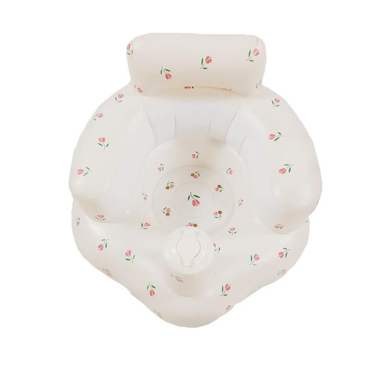 Inflatable Baby Sofa Infants - Soft PVC Lounge Chair With Auto Inflate Bear/Giraffe/Tulip Designs 52x45x35cm