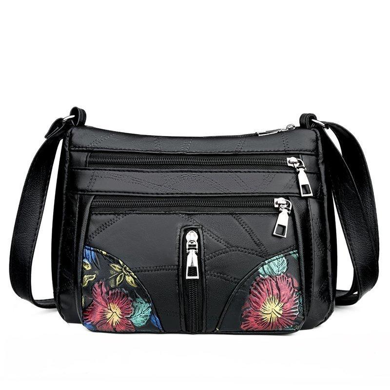 New Chinese and female bags, soft leather large-capacity shoulder messenger bags, mother-in-law and grandmother shopping mobile phone bags