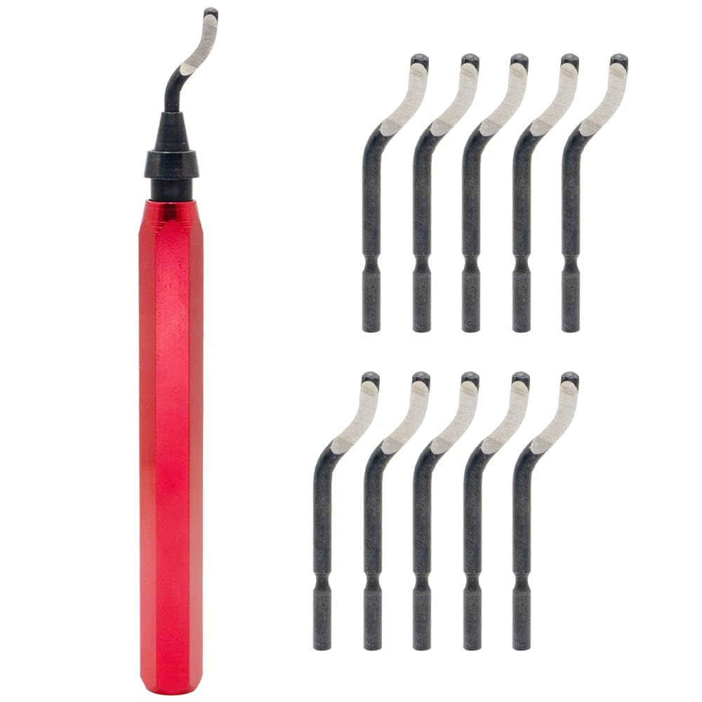 

Deburr Blade Deburring Tools Tools Flexible Deburring Remover Hand Tools Handle High Speed Steel With 10pcs Rotary Deburr Blades червоний