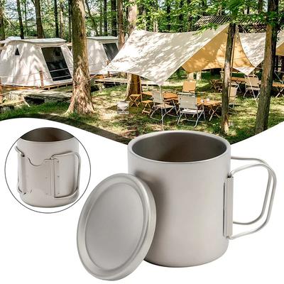 Titan-ium Drinkware Double Layer Heat Insulation Water Cup Coffee Tea Mugs With Lid For Home Outdoor Camping Hiking Travel.