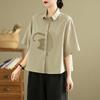 DIMANAF 2026 Women Plus Size New Summer Blouse Shirt Short Sleeve Casual Loose Lady Tops Shirts Cotton Button