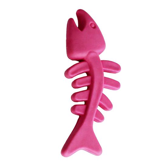 Gummi Knochen Hundespielzeug Fischgrätenform Hundekauspielzeug Zahnpflege Spielzeug für aggressive Kauer Interaktives Training Apportieren