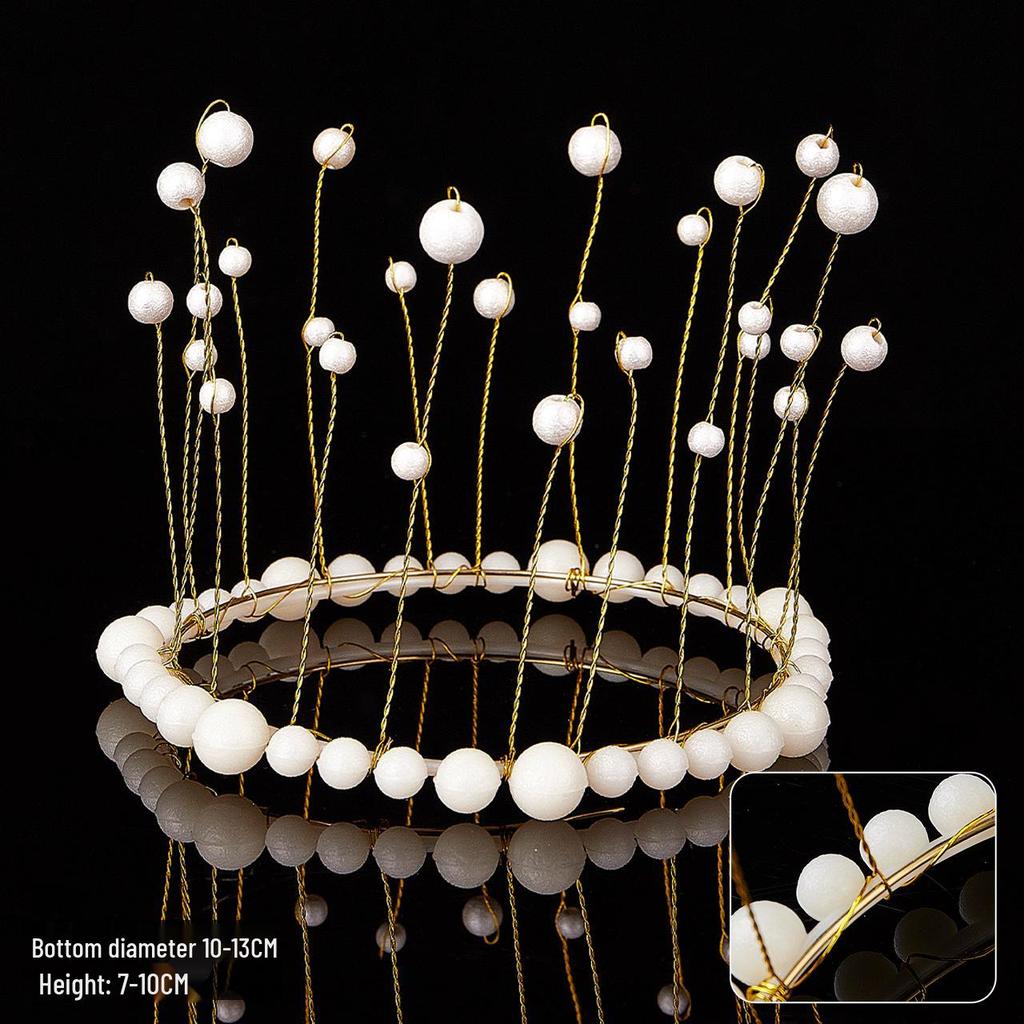 Children's Pearl Crystal Tiara Headband - Birthday Crown Cake Decoration and Adult Hair Accessory