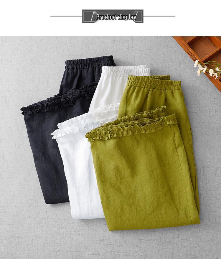 Korean-Style Summer Linen Ruffle Midi Skirt for Women