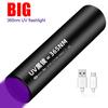 365nm Mini Portable UV LED Flashlight USB Rechargeable For Pet Stains Fungus Bed Bug Moldy Food Ultraviolet Detector Lamp