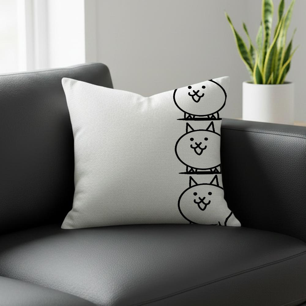 Battle Cats Cushion Cover Natural Linen Pillowcase Set, All-In-One Decor For Sofa, Bedroom & Chair