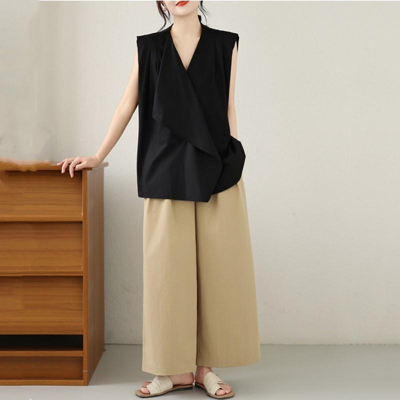 sleeveless oversized shirts & blouses for blouse Casual loose summer tops women button up shirt