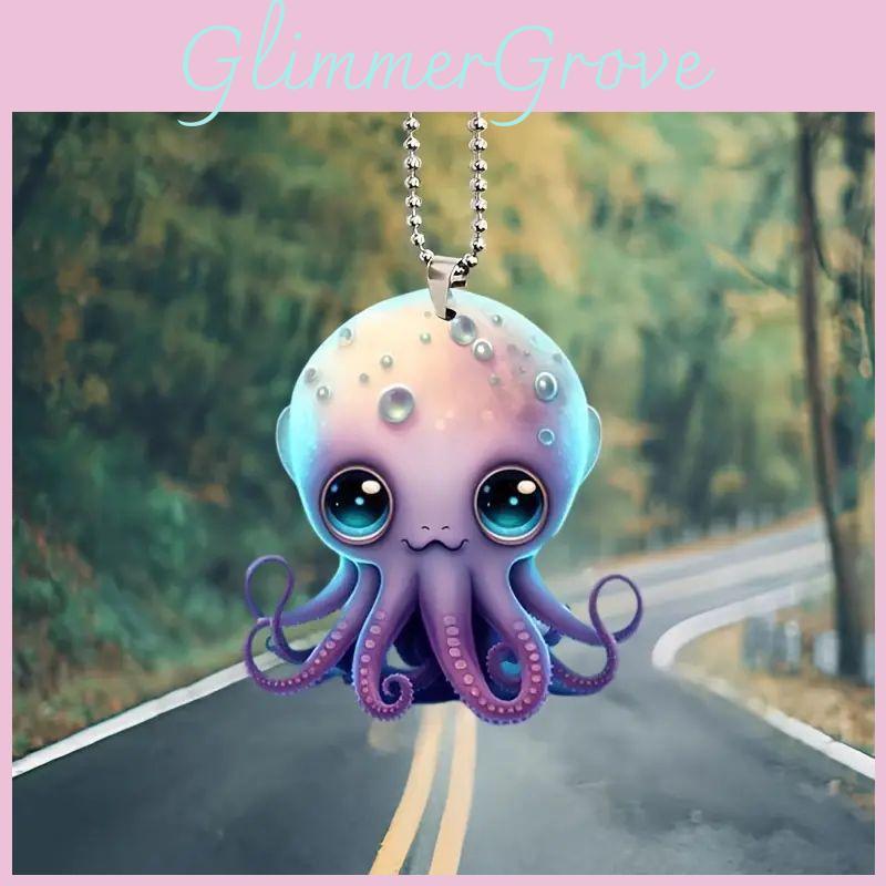 Niedlicher Acryl 2D Oktopus Auto Dekoration Hängeanhänger für Weihnachtsbaum Rucksack Schlüsselanhänger