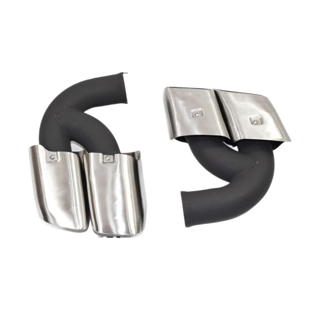 304 Stainless Steel Turbo Muffler Exhaust Pipe for 2010-2024 Porsche Cayenne - Square Outlet Tailpipe Upgrade