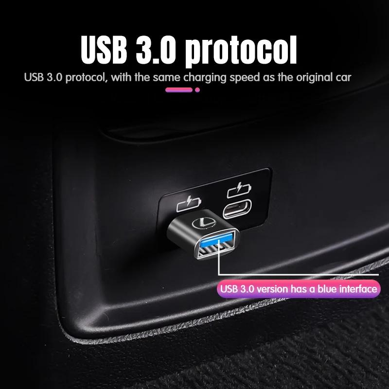 Car Type-C To USB 3.0 Interface Mini Converter Charging Adapter For Lexus F SPORT ES RX NX LS UX LM LX GX LC RZ IS CT GS RC HS