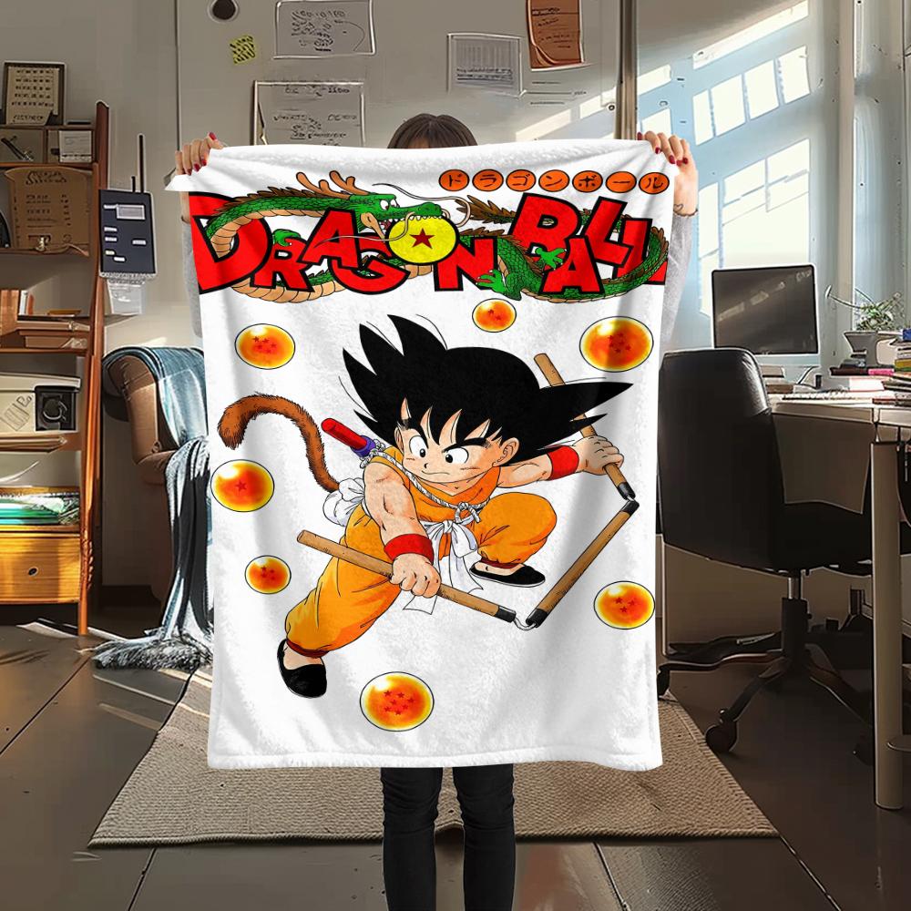 Coperta in Flanella con Stampa Personaggi Dragon Ball, Alta qualità Confortevole per Tutte le Stagioni, Arredamento per la Casa, Calore e Comfort, Perfetta per Regali di Natale