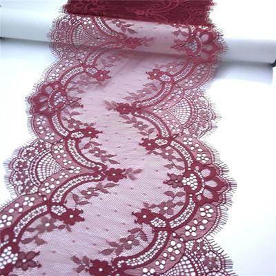 Burgundy Chantilly Lace, 3m X 22.5cm, Non-stretch Eyelash Lace Trim for Lingerie, Bra, Underwear, Dress, Garment, Sewing & Crafting