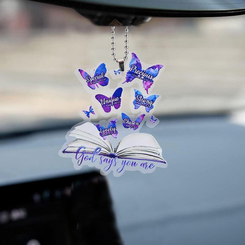 

2D книга-бабочка, акриловое зеркало автомобиля, подвесное украшение, подвеска для ключей, аксессуары для салона автомобиля, елочные украшения, подвески для домашнего декора