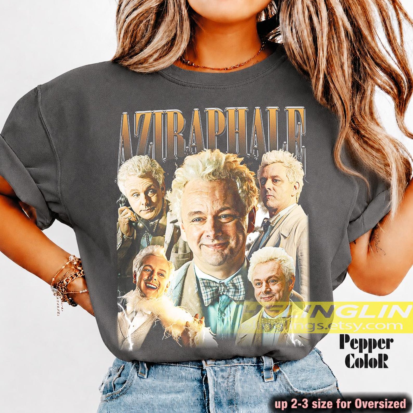 Vintage Good Omens TV Show Shirt, Aziraphale Graphic Tee, Retro Fantasy Series Apparel, Comfort Colors Fan Gift Top Unisex Tee Top FD S