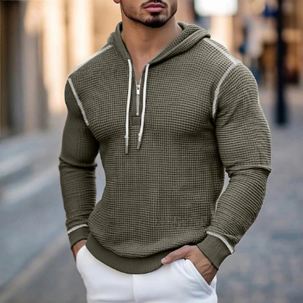 Men's Casual Fashion Sweatshirt Men's Drawstring Half Zip Hoodie