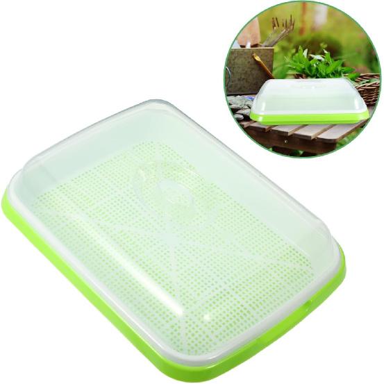 DOITOOL 1 Set Sprouter Tray with Lid Cultivation Germination Nursery Sprouting Tray Wheatgrass Soybean Grower for Garden Home Office