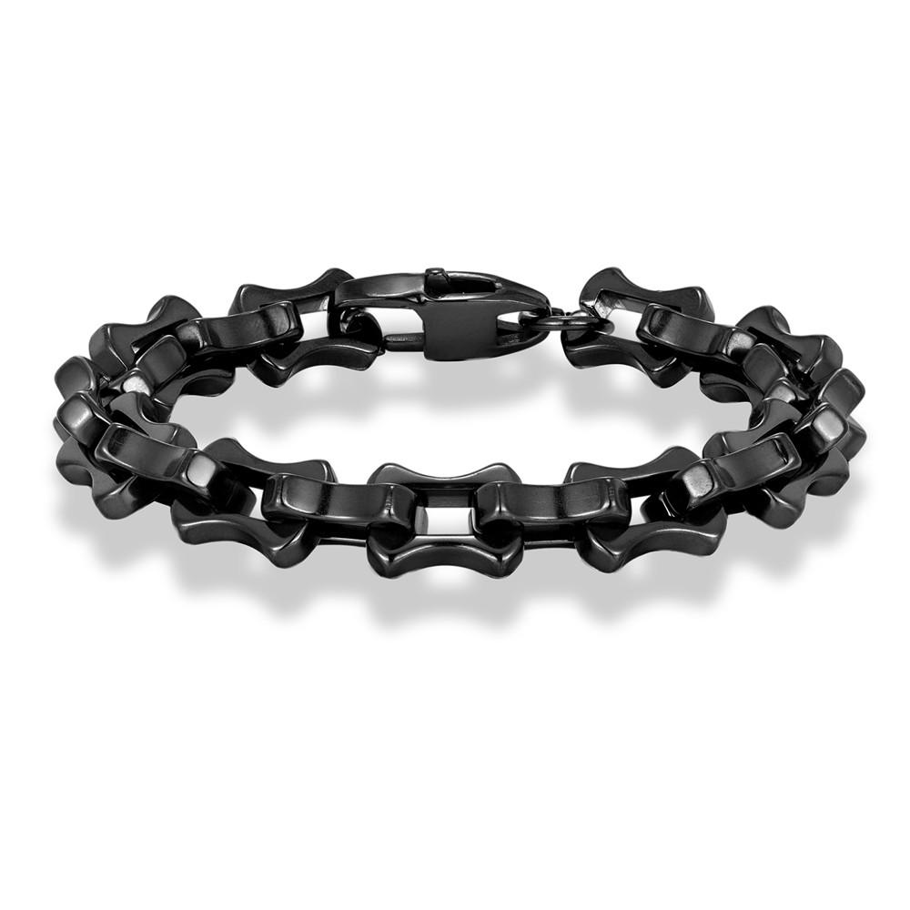 

Locomotive Vintage Oxidized Black Keel Chain Link Men Bracelet Punk Stainless Steel Motorcycle Bracelets Male Jewelry 23cm чорний