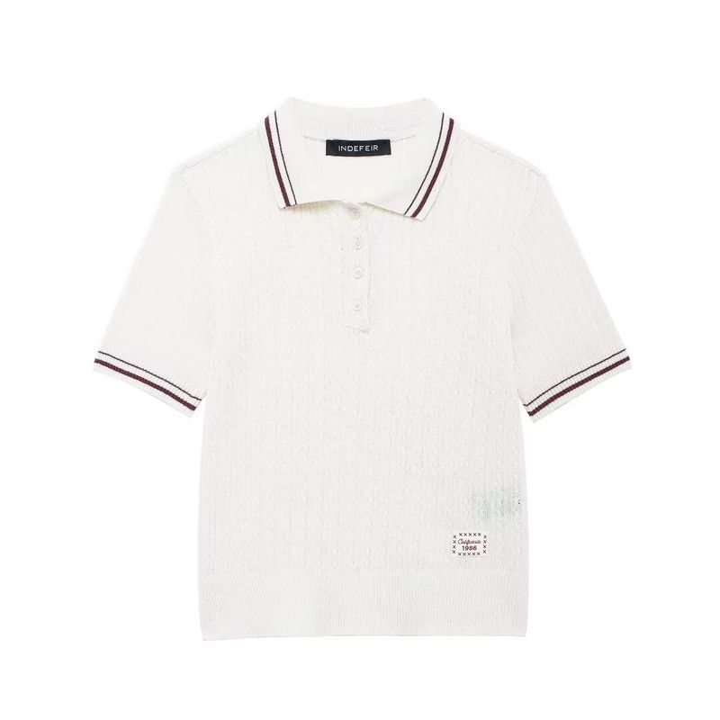 Kaslead New Arrival Women's Clothing Fashion Style Fashion Rib Eight-Strand Short Sleeve Polo 5644851