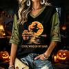 Women's Halloween Print V-Neck T-Shirt Casual Fashion Top