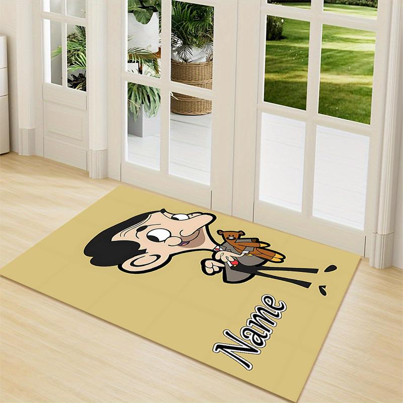 Custom Name Mr. Bean's Adventure Carpet Rug Customizable Soft Washable Anti-Slip Home Living Room Sofa Mats Personalized Rug. 0909292