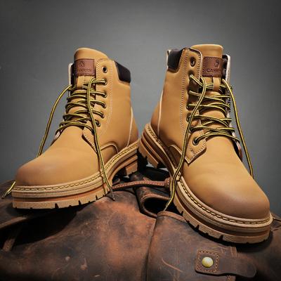 Fashion Chunky Men Boots High-Top Leather Shoes for Men Classic Motorcycle Ankle Boots Autumn and Winter British Man Shoes Botas Hombre