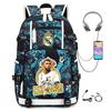 Camouflage Backpack Student Bookbag Multifunctional USB Charging Football Star Print Travel Daypack Lightweight Casual Men's Backpack