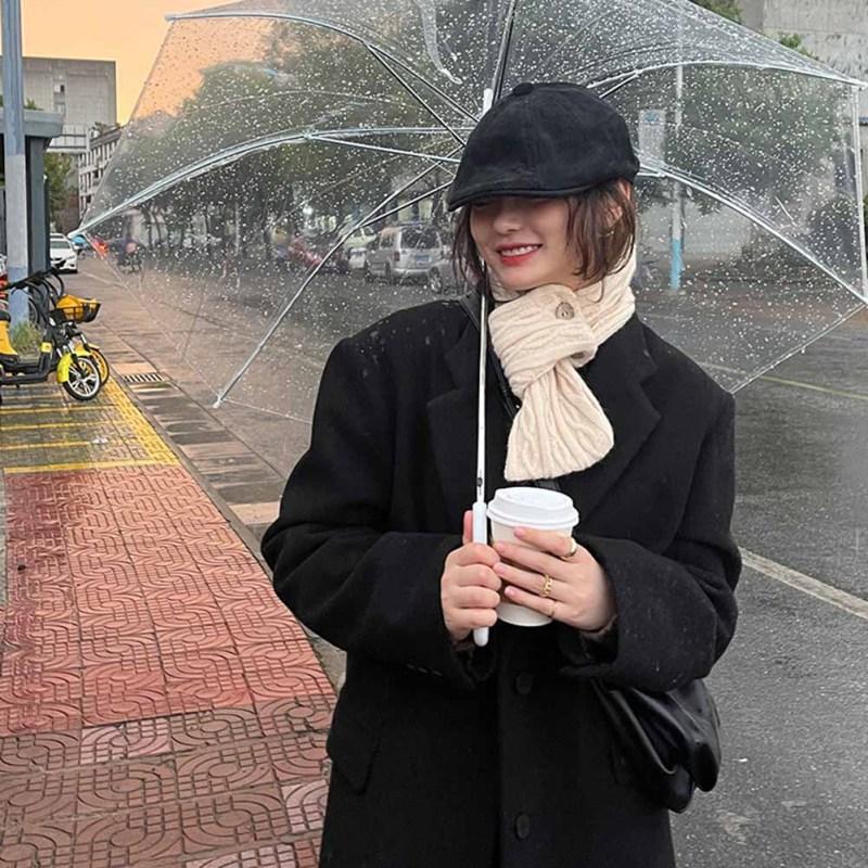 Damen Kleiner Schal Einfache Mode Einfarbig Warm Nackenschutz Mehrfarbig Knopf Gestrickter Schal