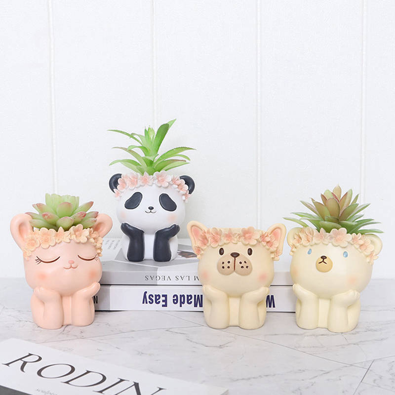 Cute Animal Planter for Succulents Air Plants Funny Flower Pots Fairy Garden Decor Figurines Pencil Holder Home Table Decoration