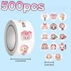 500Pcs Naruto Sakura Haruno Chibi Sticker Roll, Round Cute Pink Anime Character Decals for DIY, Laptop & Gift Decor