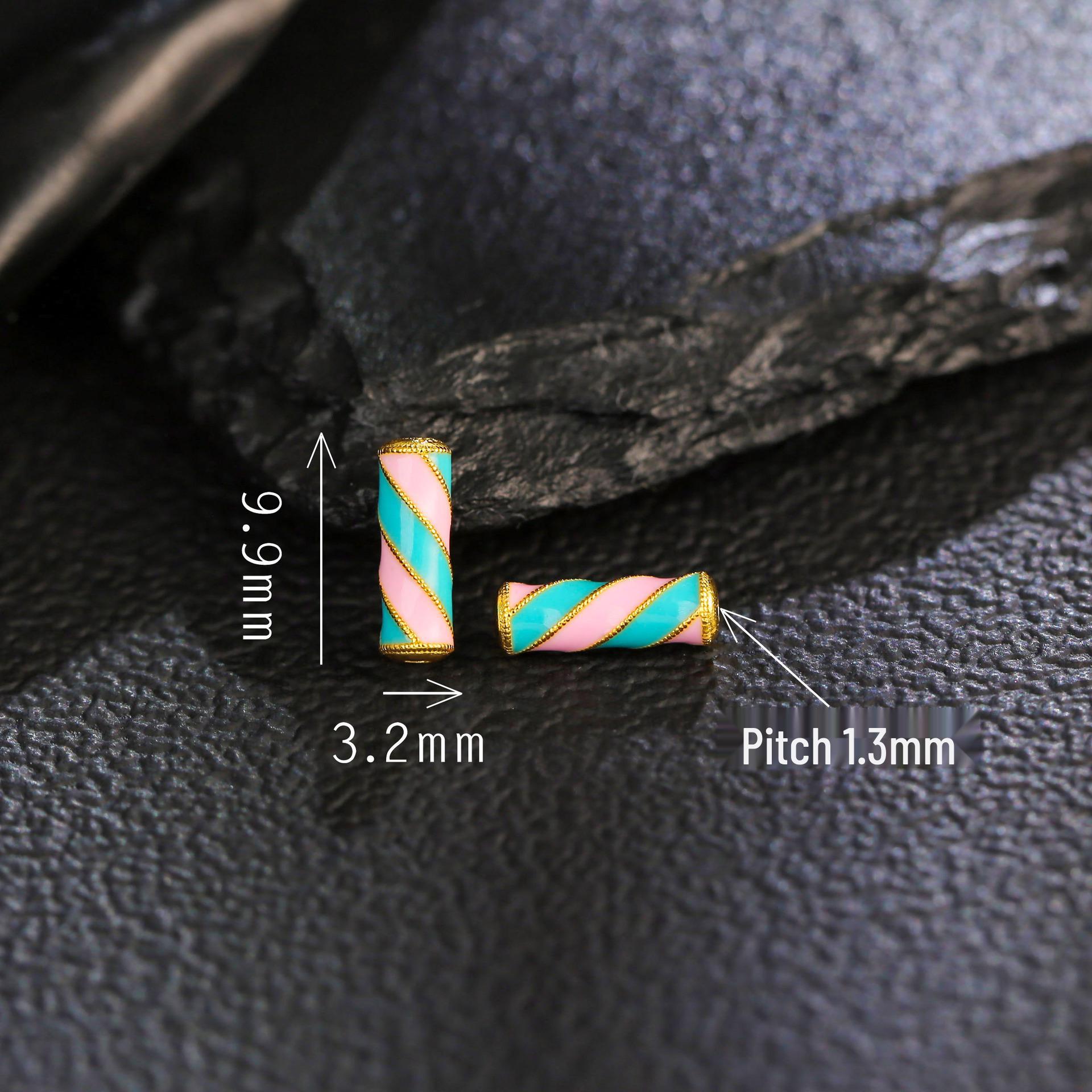

Cloisonné Two-Tone S925 Silver Gold-Plated Bracelet Tube Accessories for DIY Jewelry