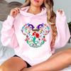 Disney Parent-child Outfits for Girls, Little Mermaid Printed Women's Multi-color Hoodie, Casual Sportswear, Loose Top