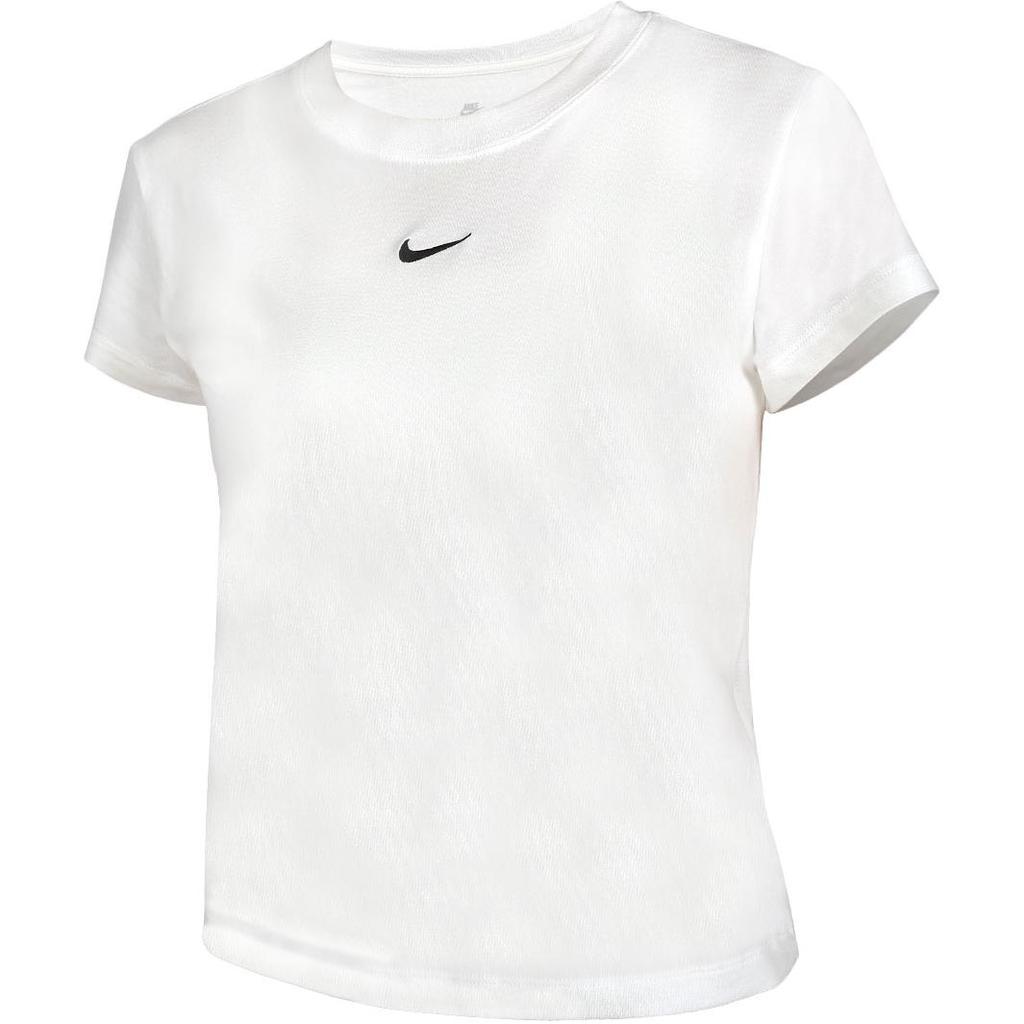 Nike Solid Color Round Neck Casual Short Sleeve T-Shirt Women Tops White FV5509-100