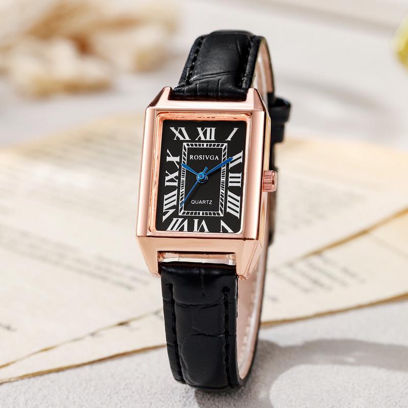 Vintage Damen Quadratische Lederarmbanduhr - Nischen-Design Mode für Studenten und Partys