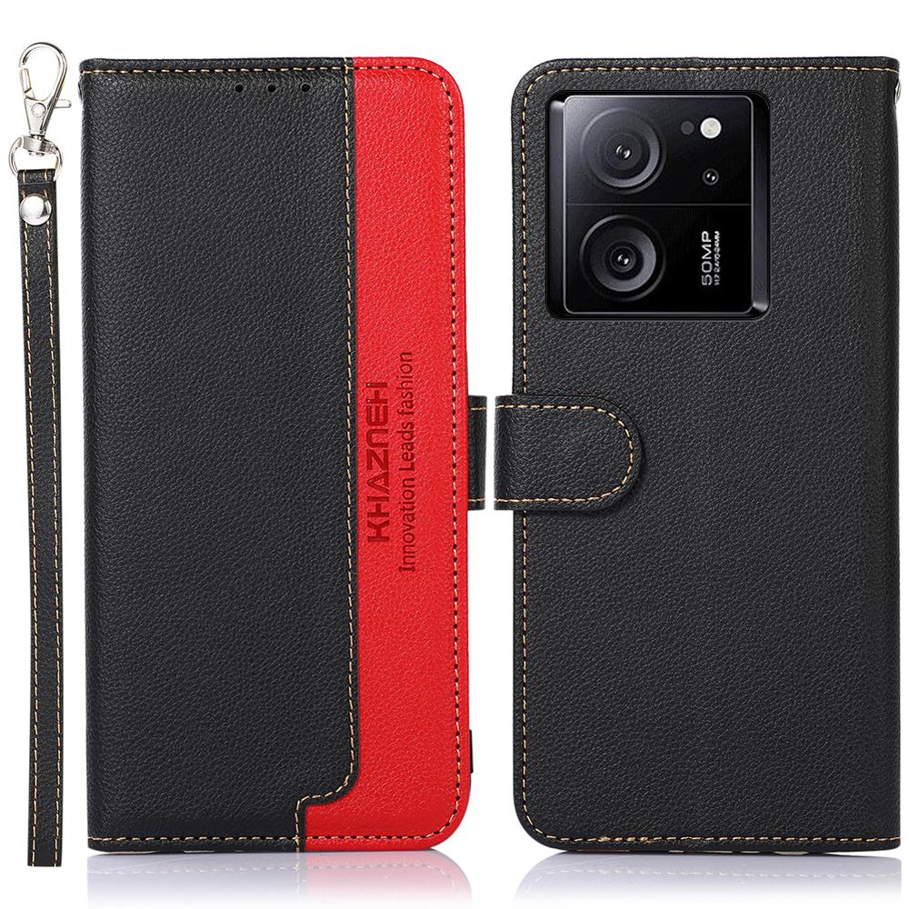 

KHAZNEH For Xiaomi 13T/13T Pro/Redmi K60 Ultra Case RFID Blocking Leather Case with Stand Wallet Black