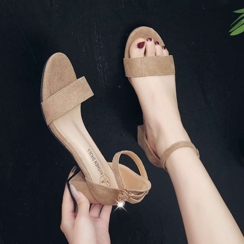 Sandals Women's Summer 2025 New Trendy Fashion Versatile Word with Fairy Style Open Toe Thick Heel Medium Heel Low Heel Sandals