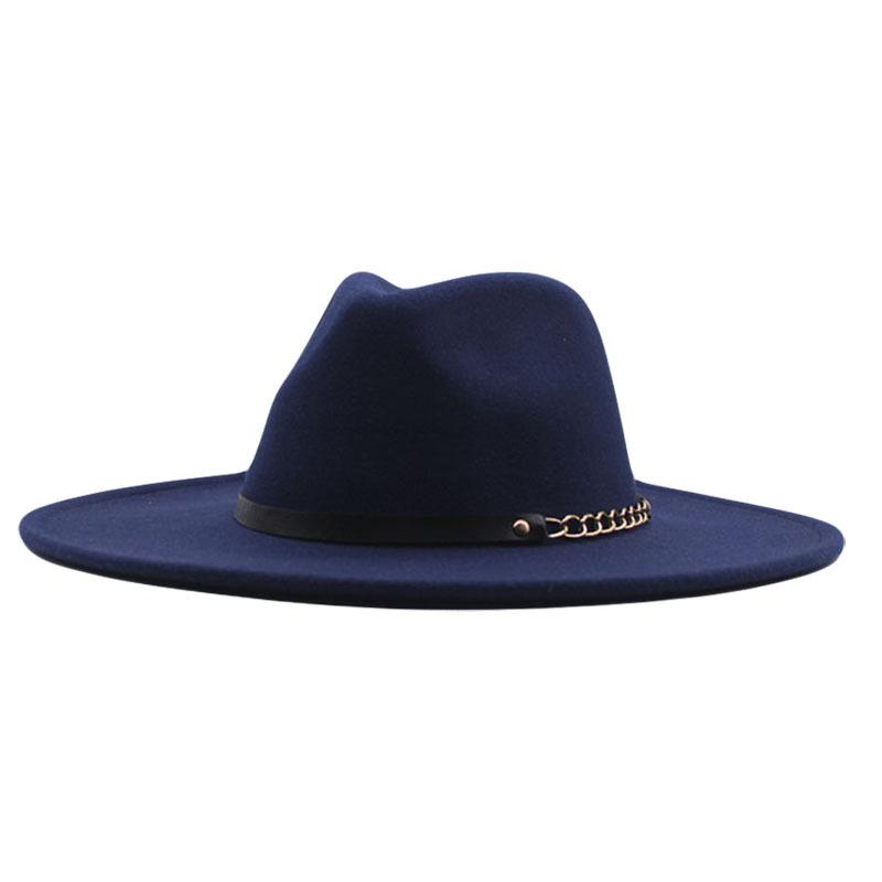 Autumn and winter top hat British classic jazz hat woolen hat big brim cm flat edge top hat