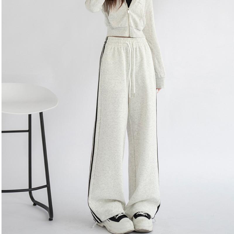 Женские свободные повседневные прямые спортивные брюки с высокой талией — фото 7