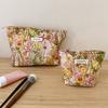 Polyester Canvas Flower Clutch Bag Flower Pattern Large Capacity Makeup Bag Portable Zipper Closure Travel Toiletry Bag