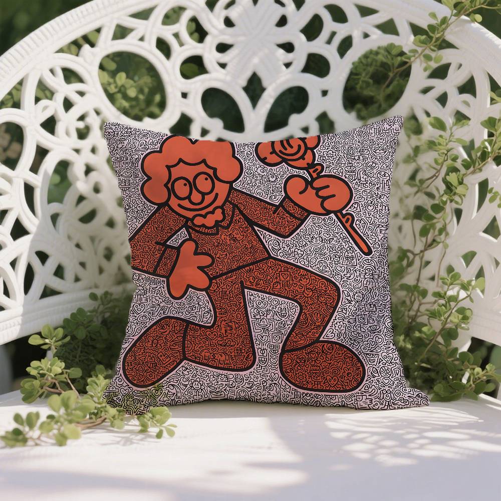 Famous Genius Graffiti Art Mr Doodle Pillow Case Anti-dustmite Pillowcase Invisible Zipper Silky Short Plush Sofa Cushion Cover