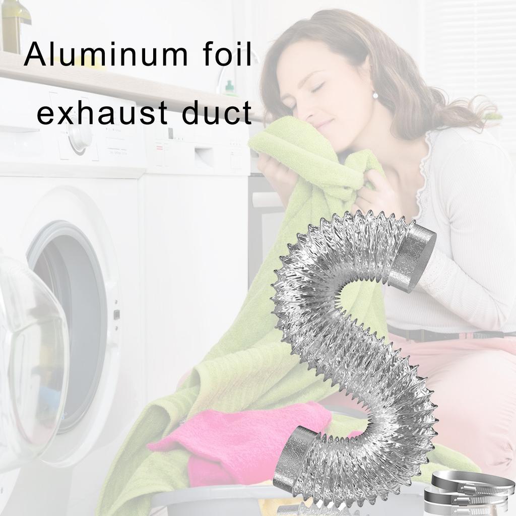 Condotti dell'aria Flessibile Alluminio Tubo di Scarico per Asciugatrice Tubo per Asciugatrice con 2 Fascette per HVAC Ventilazione Riscaldamento Raffreddamento Scarico